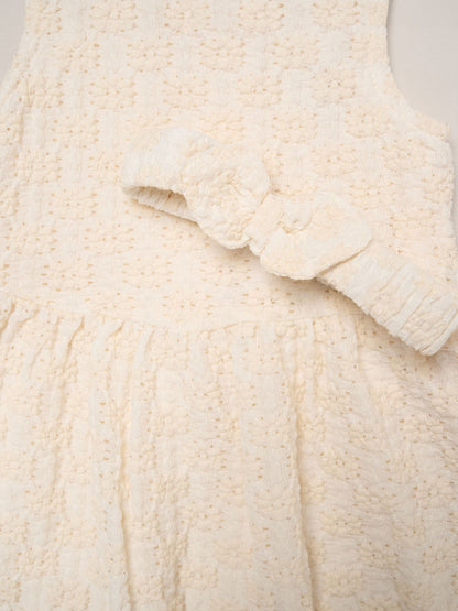 Miss White Textured Dress And Headband Outfit Set image 4
