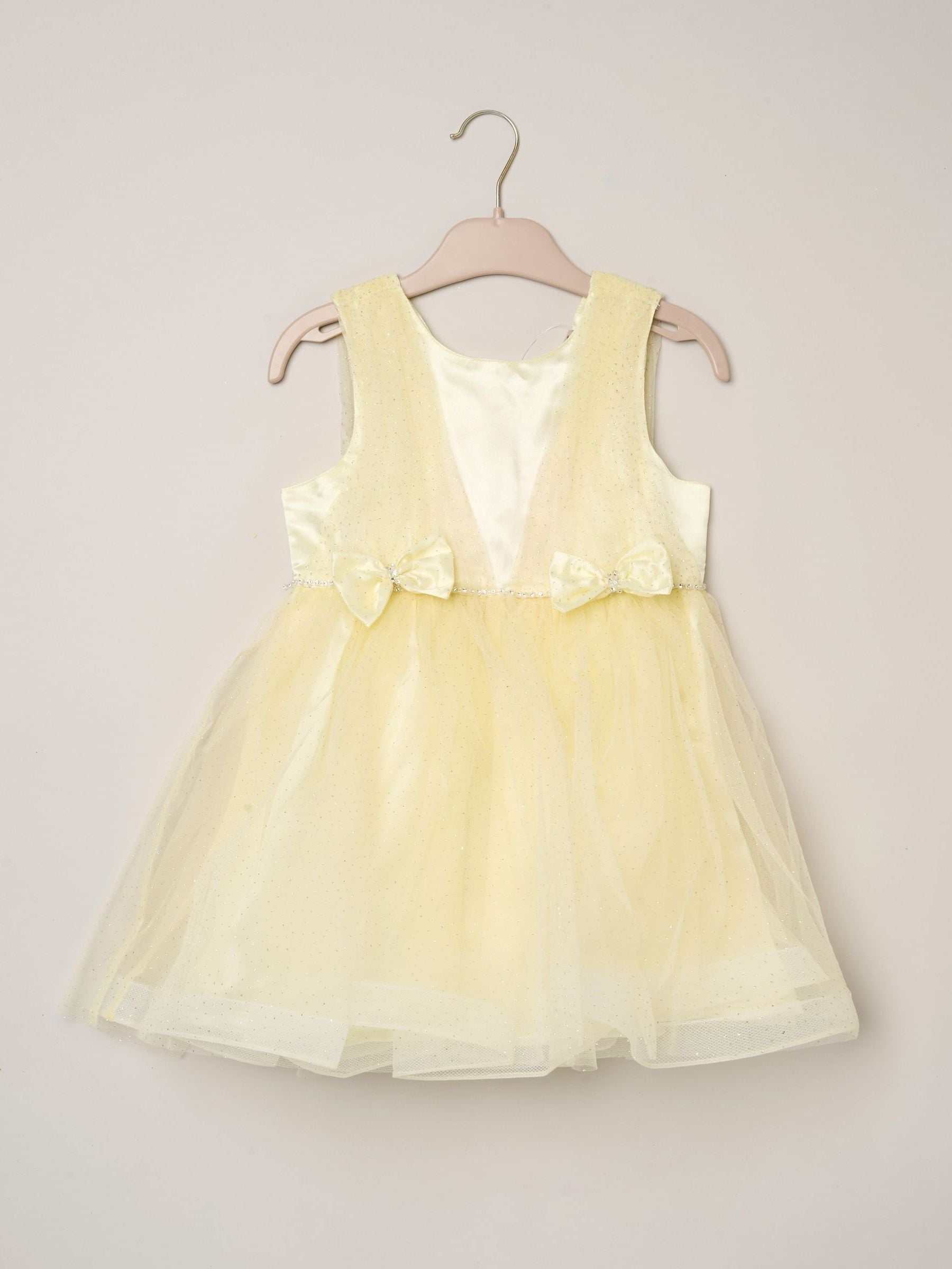 Dsiney Kidz - Miss Yellow Tulle Dress With Rhinestone And Bows Set image 2
