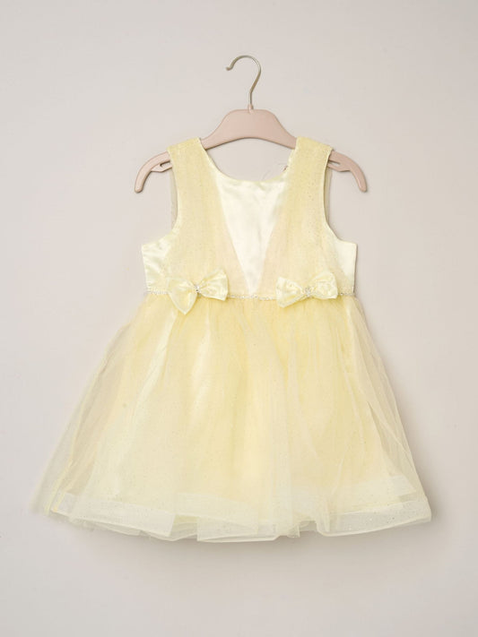 Dsiney Kidz - Miss Yellow Tulle Dress With Rhinestone And Bows Set image 2