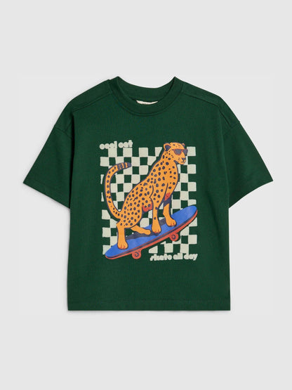 Dsiney Kidz - River Island Green Leopard Print T-Shirt image 1