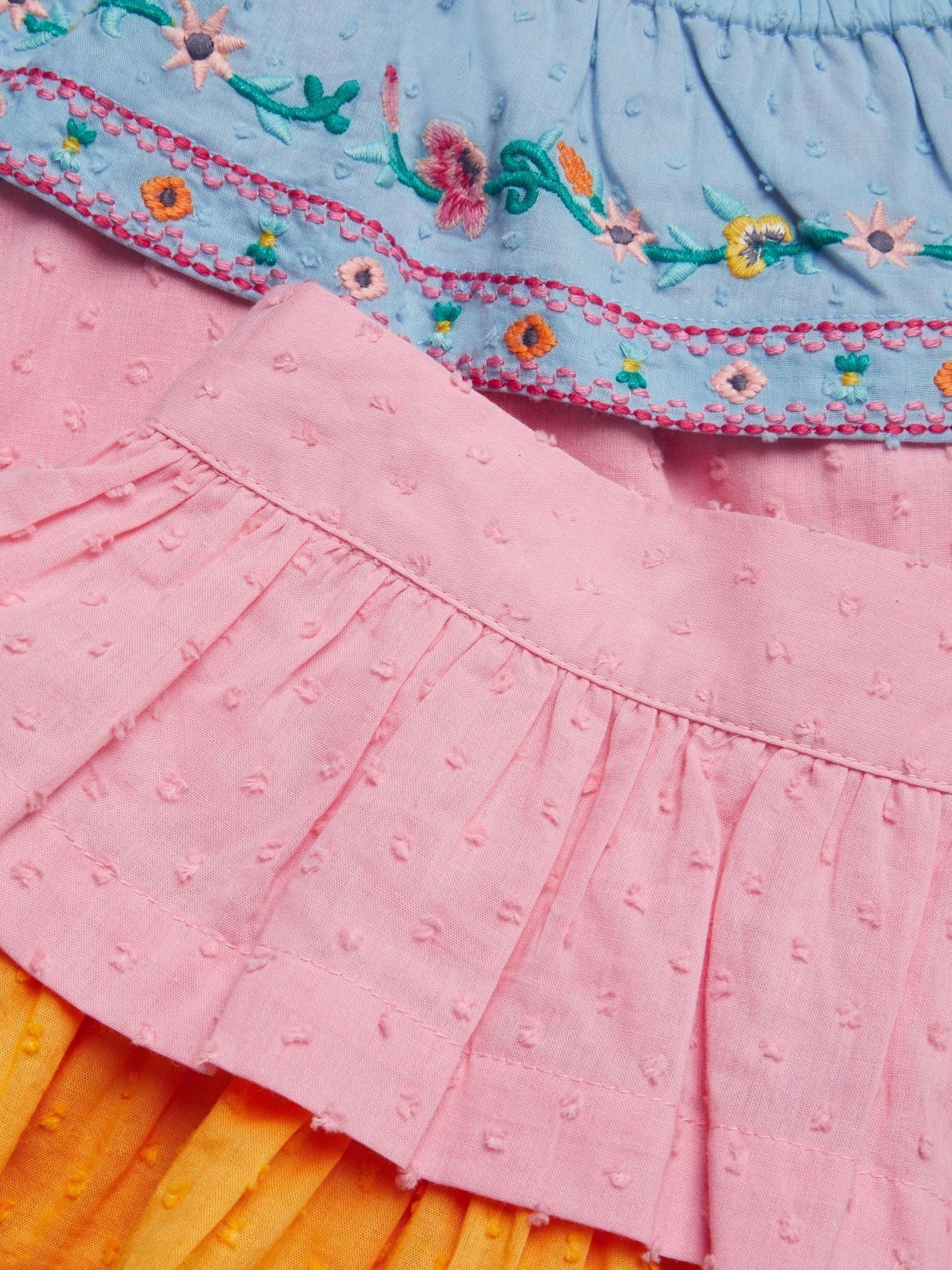 Monsoon Pink Floral Embroidered Colourblock Top & Skirt Set image 4