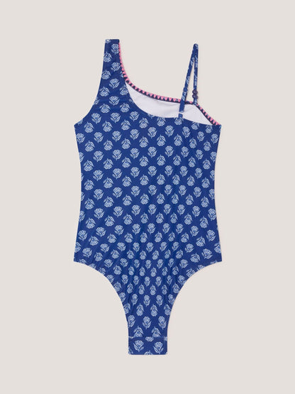 Dsiney Kidz - Monsoon Blue One Shoulder Block Print Swimsuit image 2