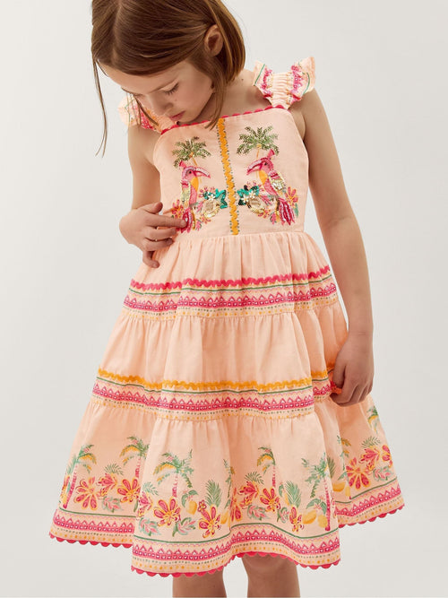 Dsiney Kidz - Monsoon Pink Tina Tropical Toucan Embellished Dress image 1