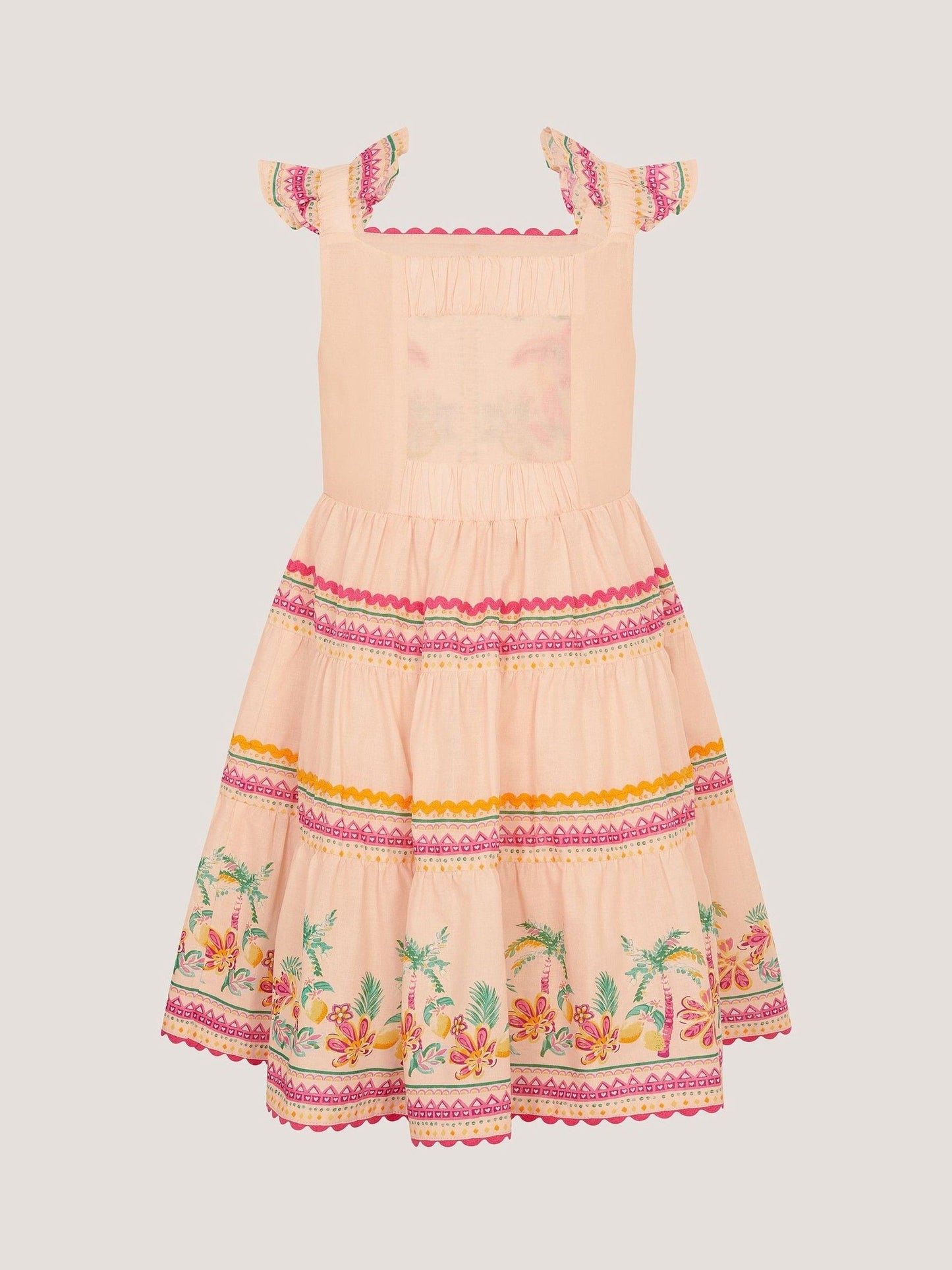 Monsoon Pink Tina Tropical Toucan Embellished Dress image 3