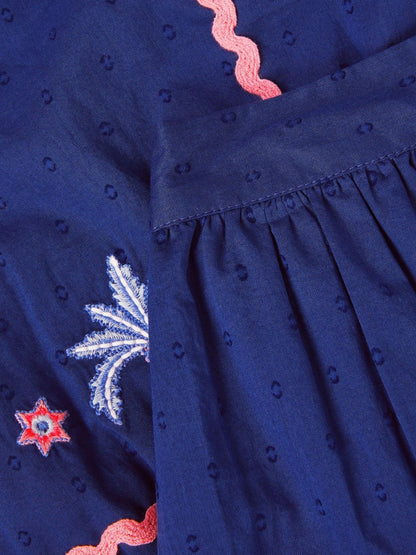 Monsoon Blue Coastal Embroidered Top & Skirt Set image 3