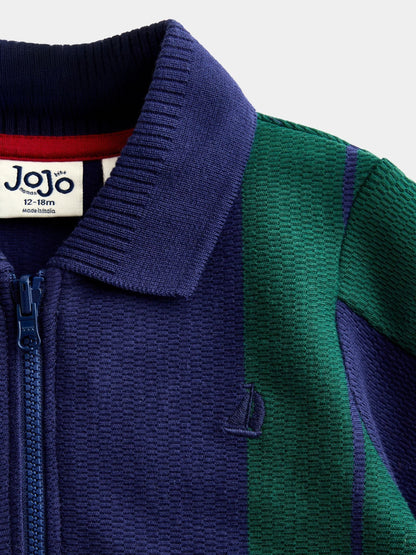 Dsiney Kidz - Jojo Maman Bébé Navy Blue Quater Zip Polo Shirt image 3