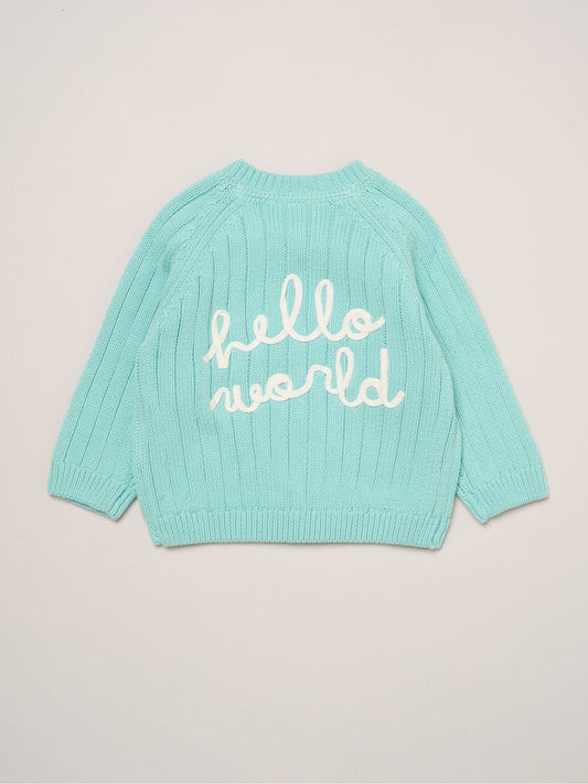 Rock-A-Bye Baby Boutique Green Embroidered Knitted Cardigan - image 1