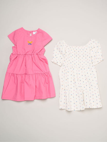Miss Pink Floral Print And Chambray Dresses 2 Pack image 1