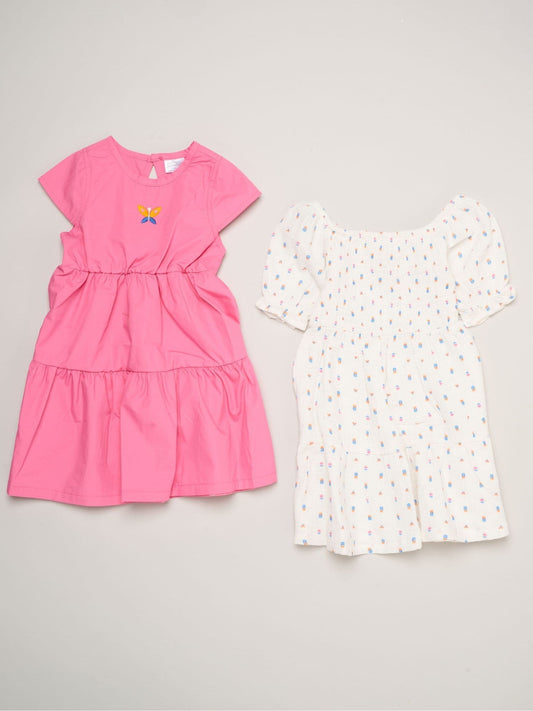 Miss Pink Floral Print And Chambray Dresses 2 Pack image 1