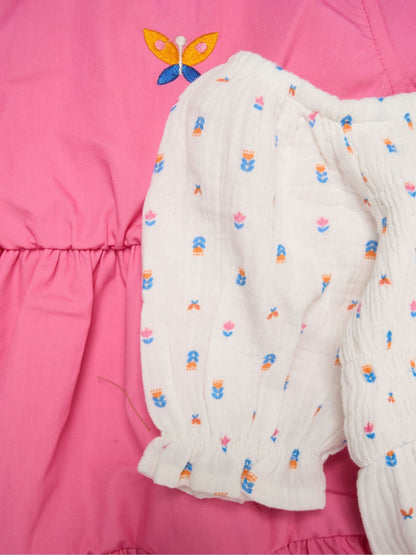 Miss Pink Floral Print And Chambray Dresses 2 Pack image 3