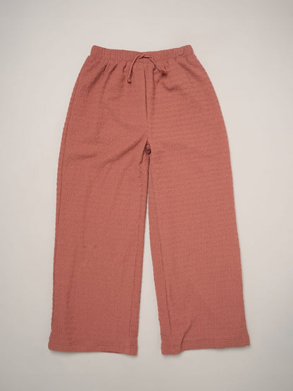 Miss Red Textured Top Wide Leg Trousers And Scrunchie Outfit Set image 5