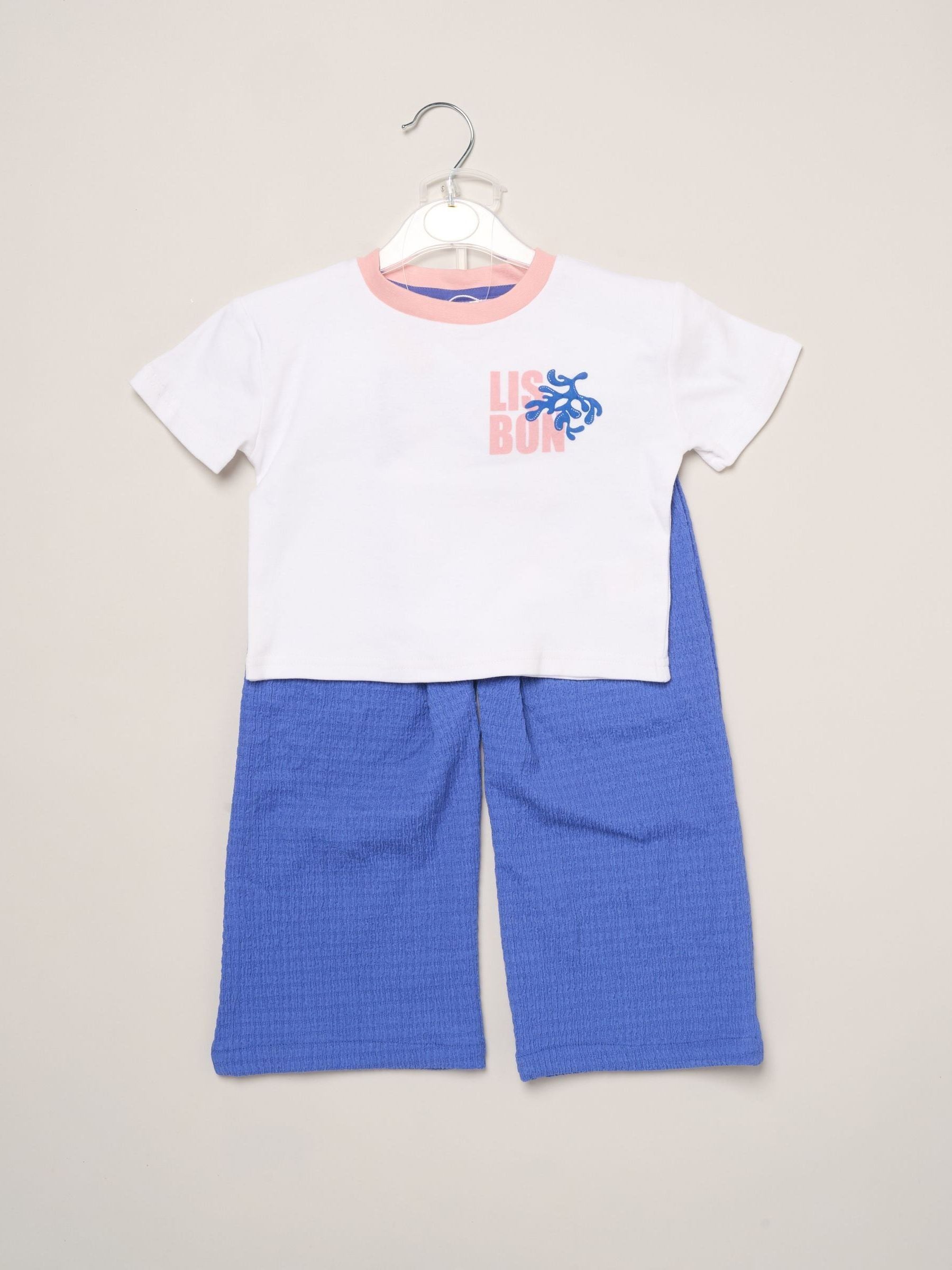 Miss Blue Lisbon Printed Ringer Tee And Wide-Leg Set image 5