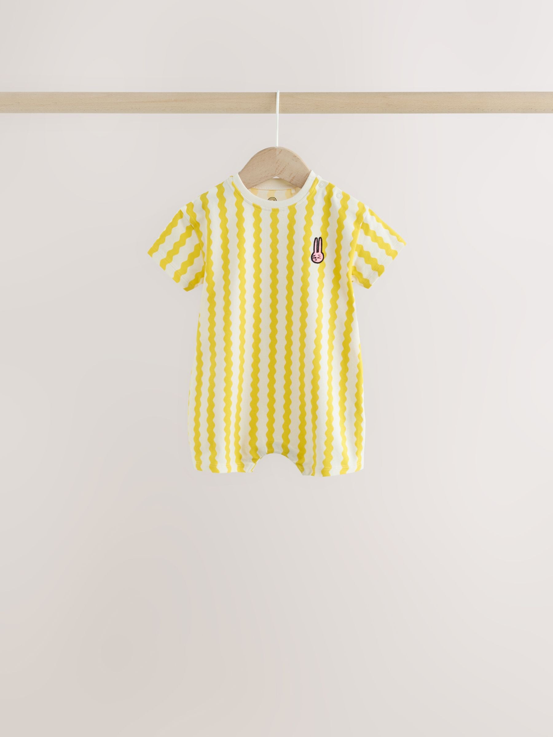 Back Printed Button Through Baby Rompers 3 Pack image 3