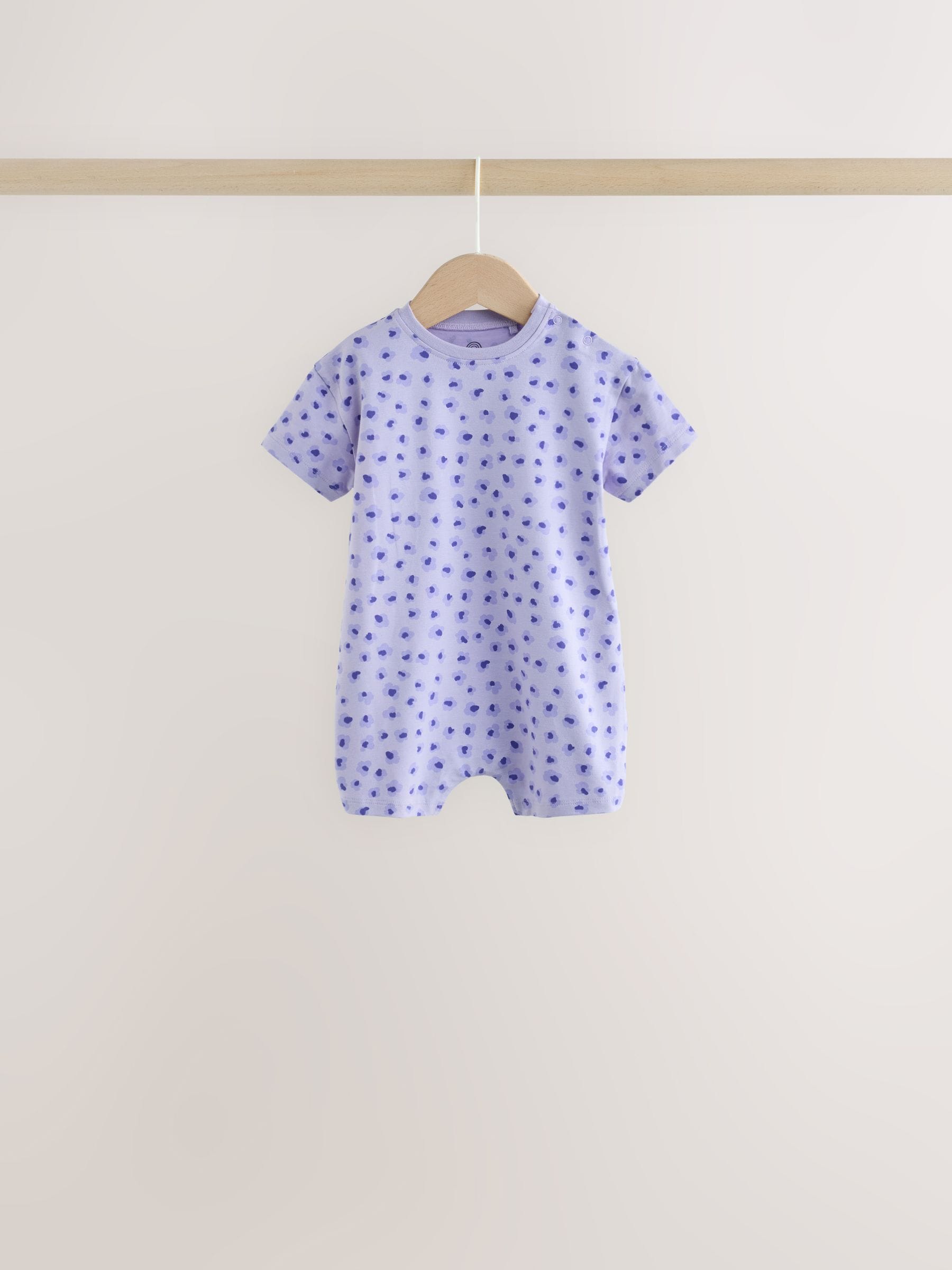 Back Printed Button Through Baby Rompers 3 Pack image 4