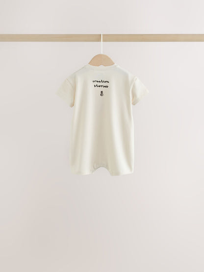 Back Printed Button Through Baby Rompers 3 Pack image 6