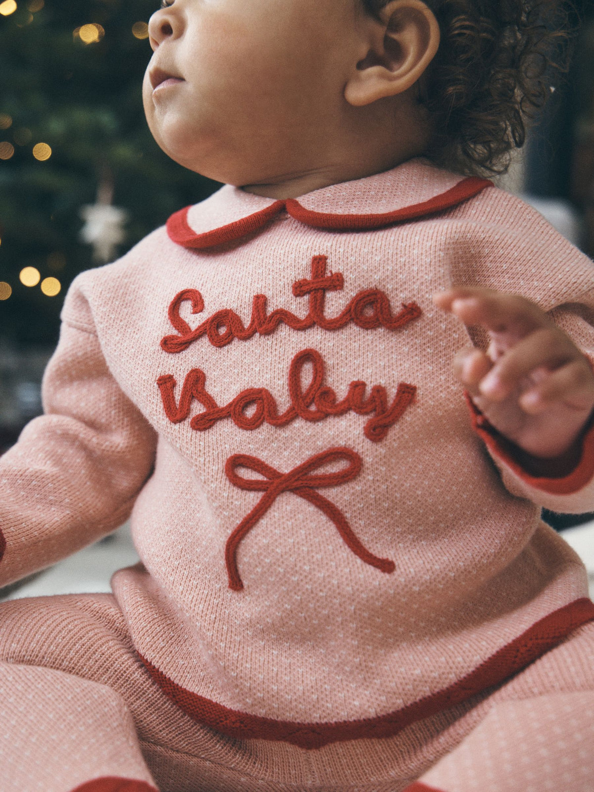 Pink Santa Knitted Baby Jumper and Leggings Set (0mths-2yrs) - image 3