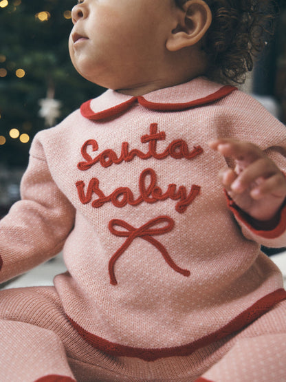 Pink Santa Knitted Baby Jumper and Leggings Set (0mths-2yrs) - image 3