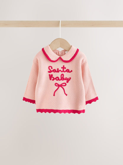 Pink Santa Knitted Baby Jumper and Leggings Set (0mths-2yrs) - image 6