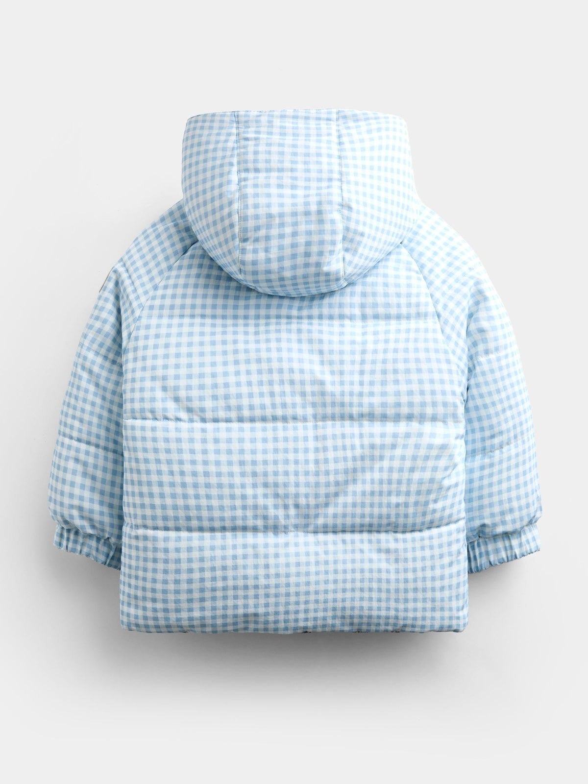 JoJo Maman Bébé Light Blue Gingham Reversible Puffer Coat - image 4