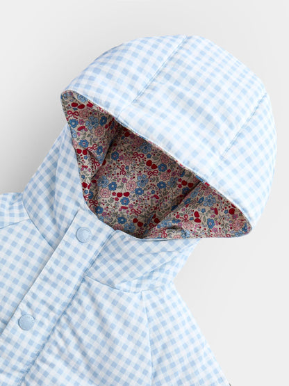 JoJo Maman Bébé Light Blue Gingham Reversible Puffer Coat - image 6