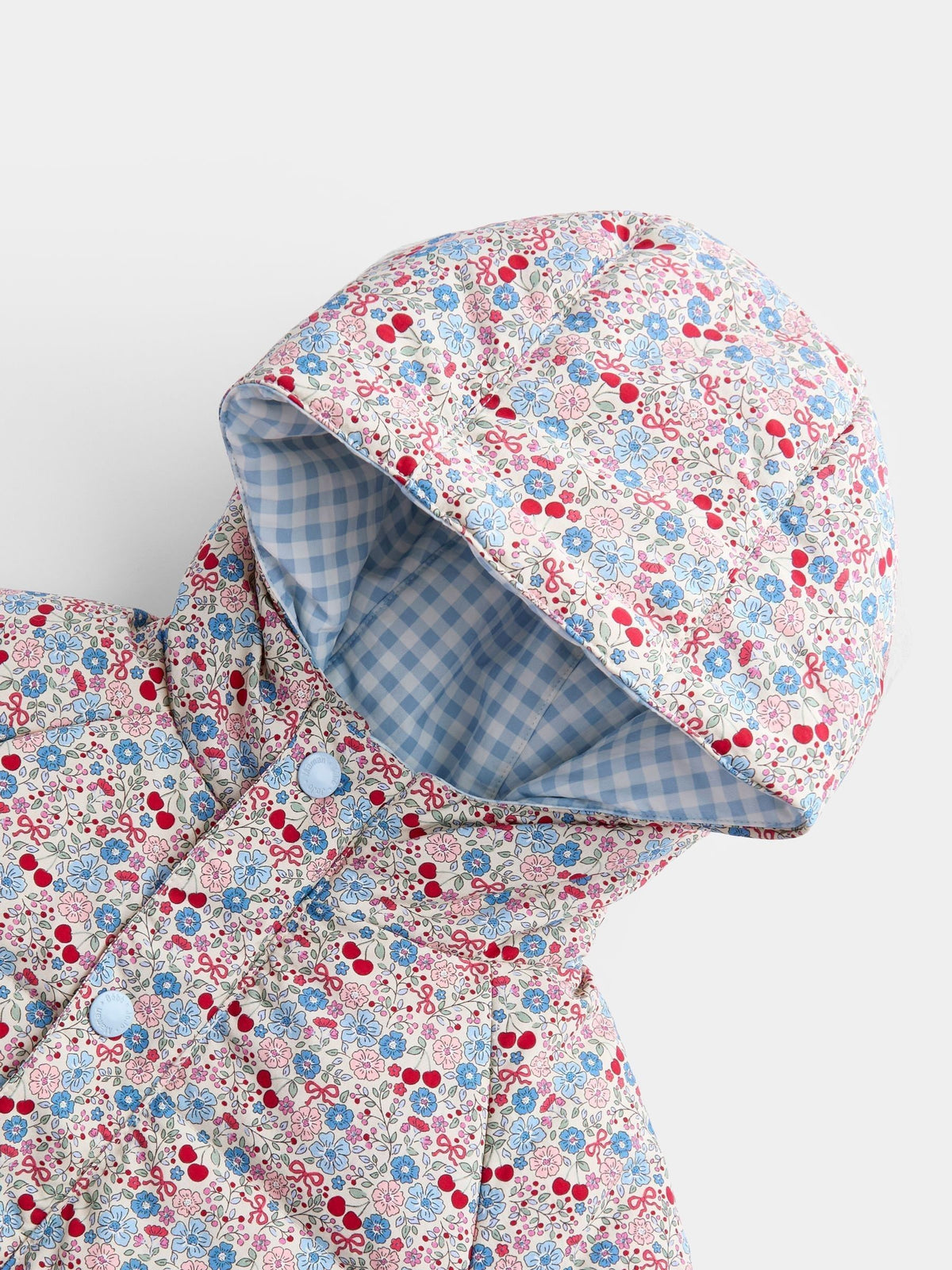 JoJo Maman Bébé Light Blue Gingham Reversible Puffer Coat - image 7