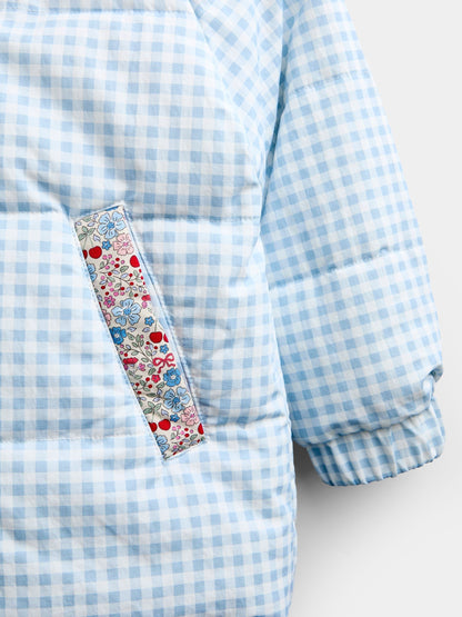 JoJo Maman Bébé Light Blue Gingham Reversible Puffer Coat - image 8