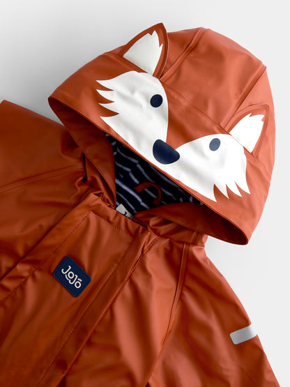 JoJo Maman Bébé Orange Fox Waterproof Fleece Lined Puddlesuit - image 4