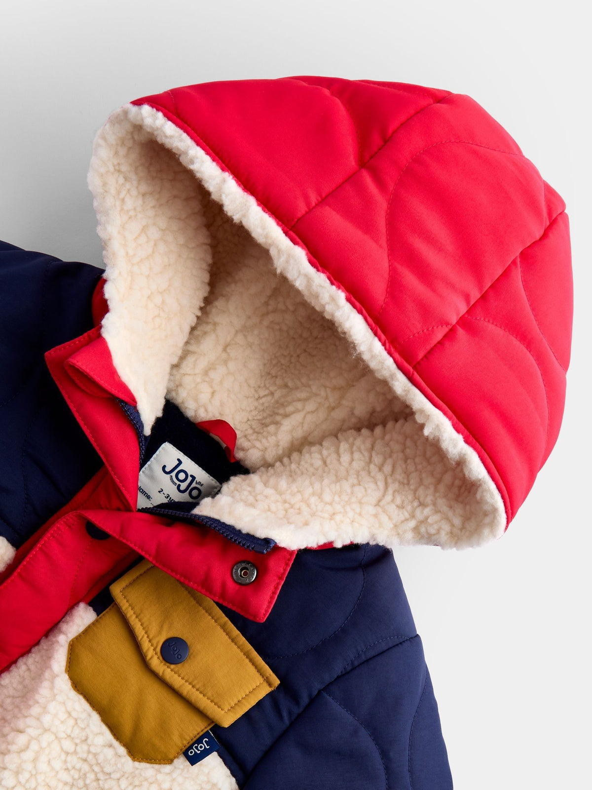 Dsiney Kidz - JoJo Maman Bébé Navy Blue Quilted Colourblock Jacket image 4