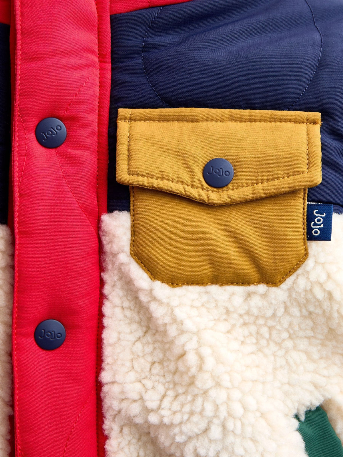 Dsiney Kidz - JoJo Maman Bébé Navy Blue Quilted Colourblock Jacket image 5