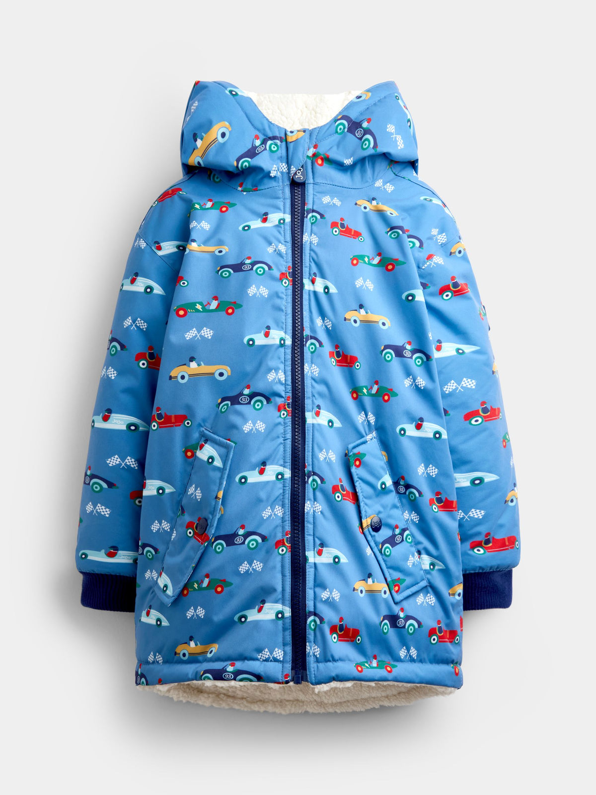 JoJo Maman Bébé Blue Racecar Reversible Cosy Lined Jacket - image 1