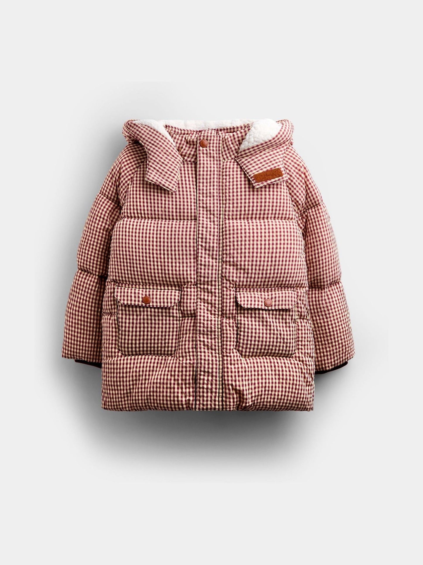 Dsiney Kidz - Jojo Maman Bébé Brown Gingham Cosy Lined Puffer Jacket image 2