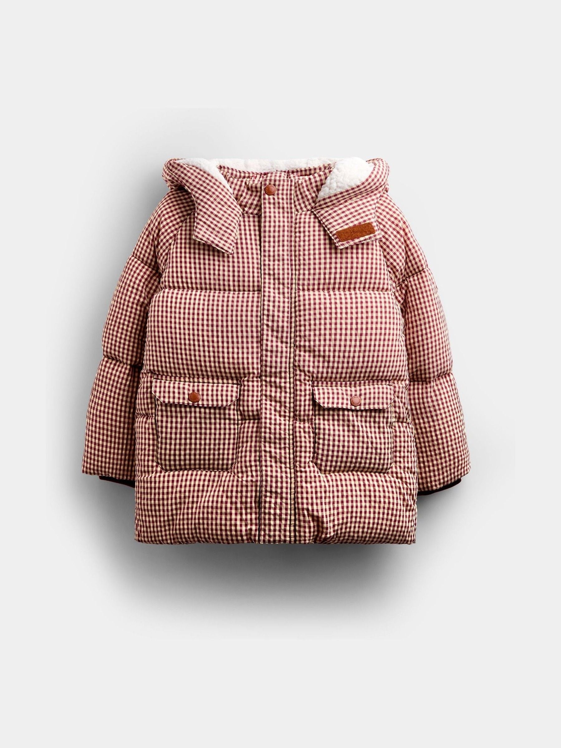 Dsiney Kidz - Jojo Maman Bébé Brown Gingham Cosy Lined Puffer Jacket image 2