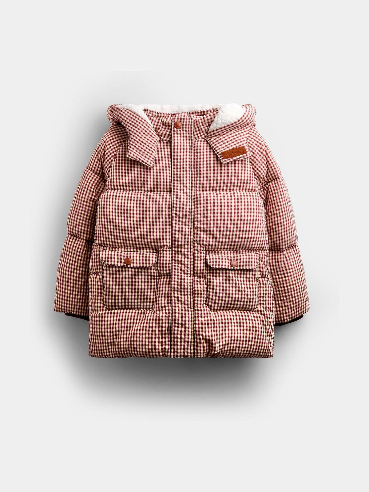 Dsiney Kidz - Jojo Maman Bébé Brown Gingham Cosy Lined Puffer Jacket image 2