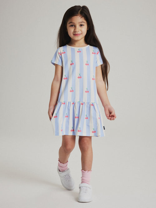 Dsiney Kidz - Polarn O. Pyret Blue Drop Waist Cherry Print Dress image 1