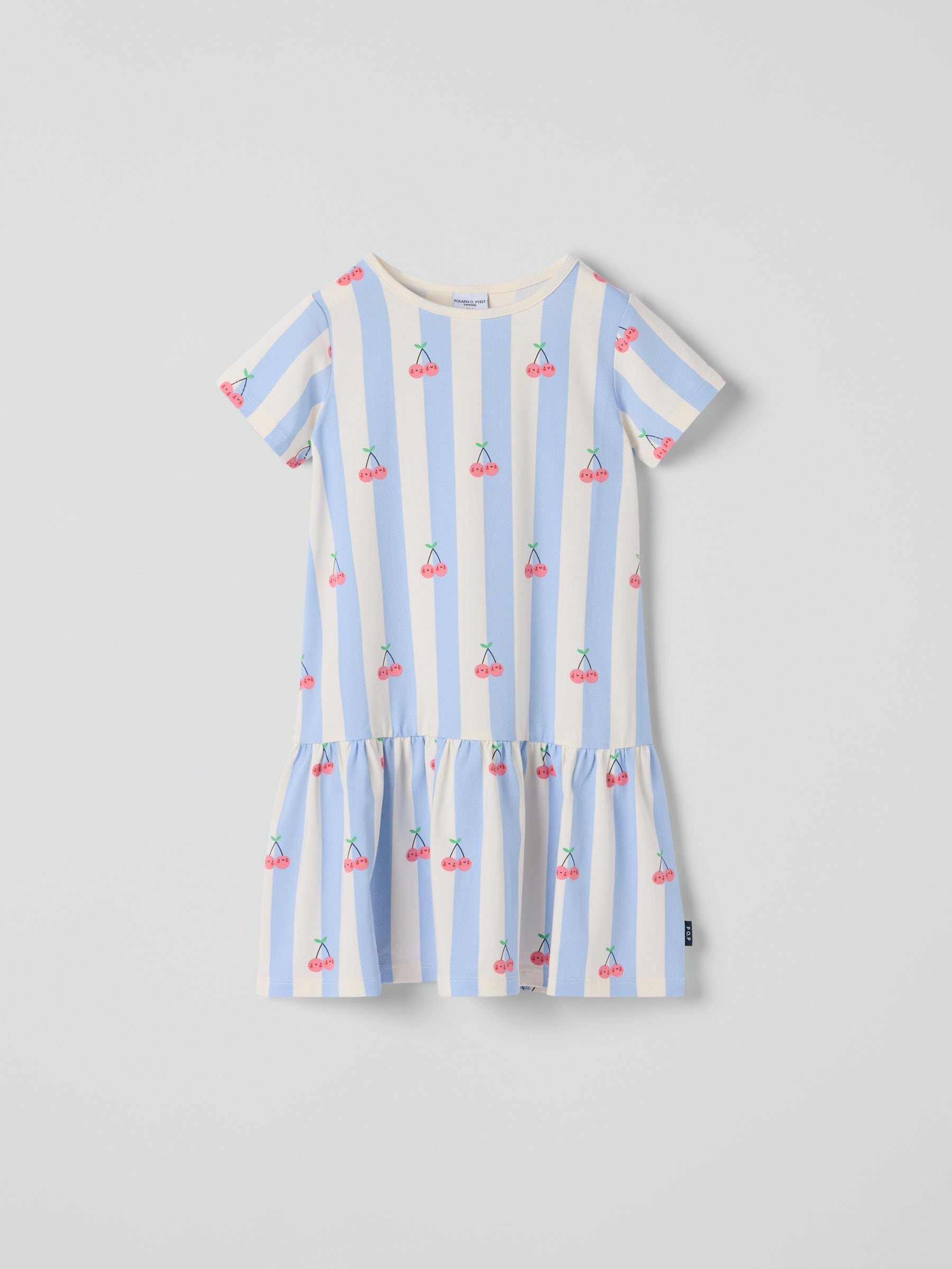Polarn O. Pyret Blue Drop Waist Cherry Print Dress image 2