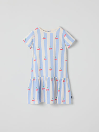Polarn O. Pyret Blue Drop Waist Cherry Print Dress image 2