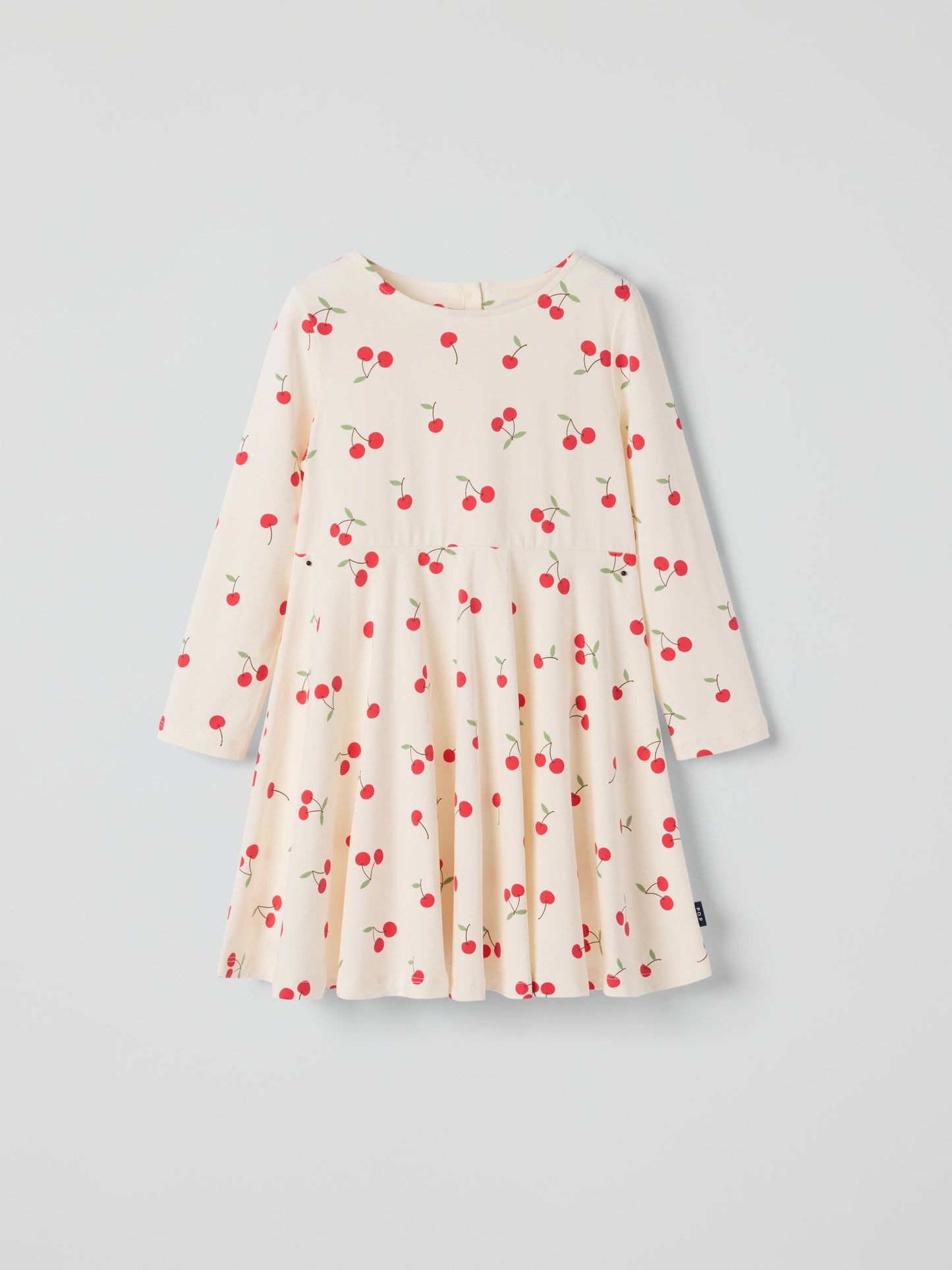 Polarn O. Pyret Cream Cotton Cherry Print Spin Dress image 2