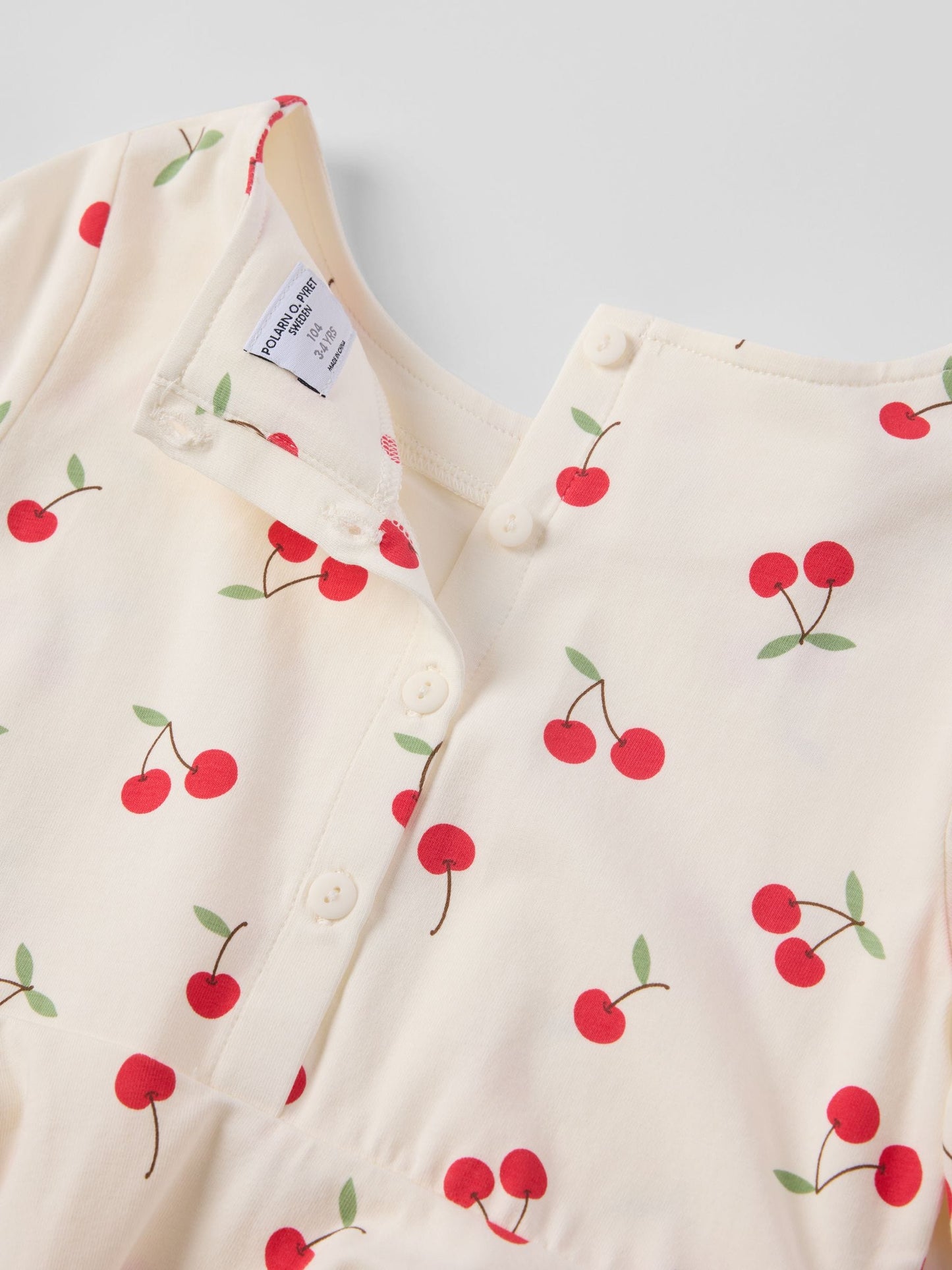 Polarn O. Pyret Cream Cotton Cherry Print Spin Dress image 3