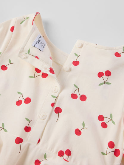 Polarn O. Pyret Cream Cotton Cherry Print Spin Dress image 3