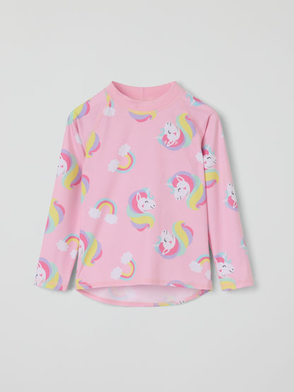 Polarn O. Pyret Light Pink Unicorn Rash Vests image 1