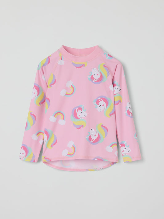 Polarn O. Pyret Light Pink Unicorn Rash Vests image 1