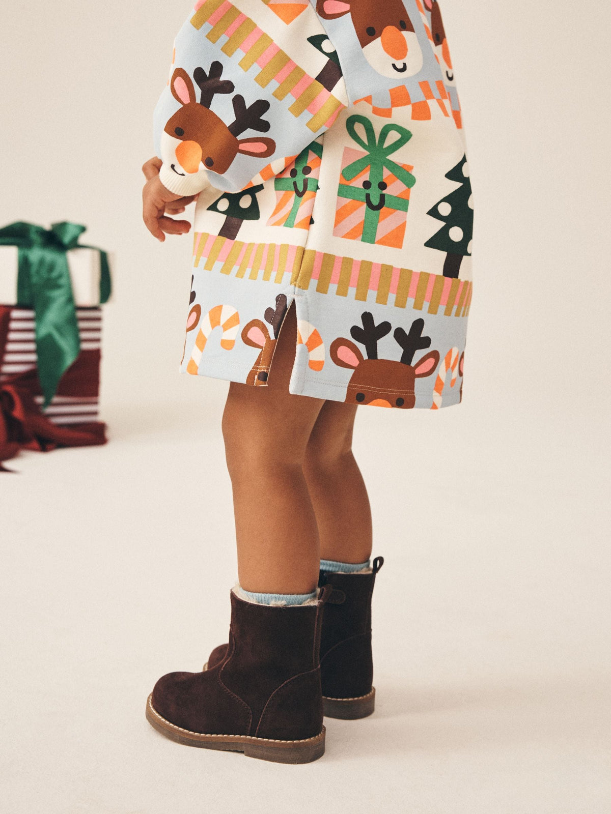 Red/Blue Fairisle Christmas Long Sleeve Sweat Dress (3mths-7yrs) - image 3