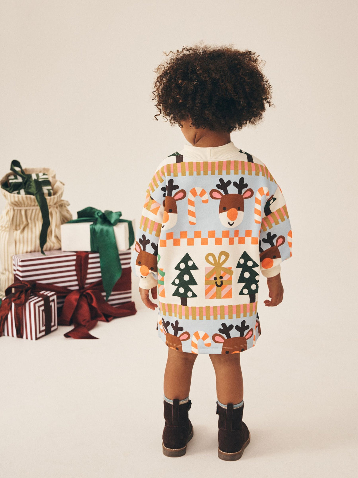 Red/Blue Fairisle Christmas Long Sleeve Sweat Dress (3mths-7yrs) - image 4