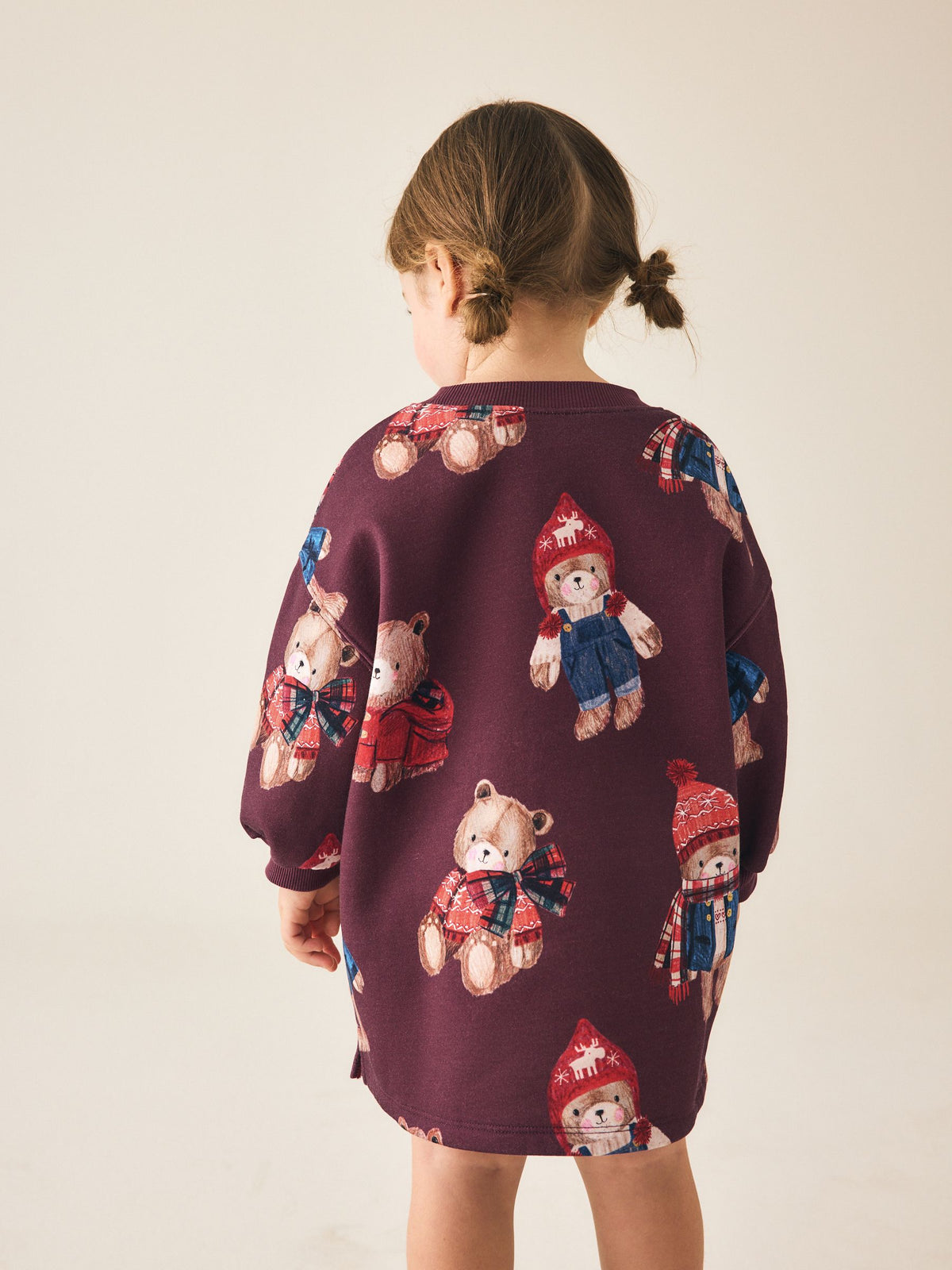 Dsiney Kidz - Burgundy Red Bear Long Sleeve Sweat Dress (3mths-7yrs) image 4