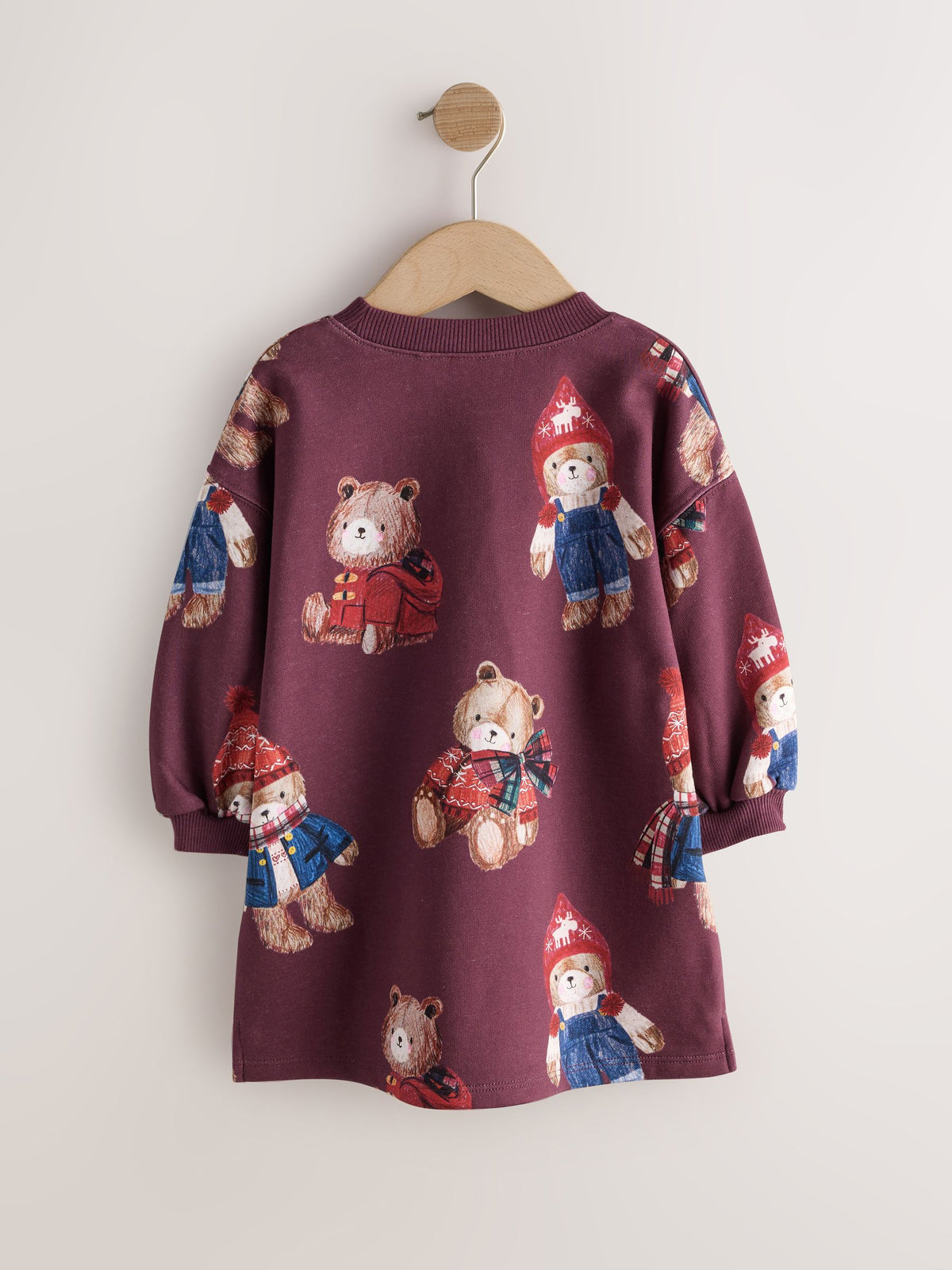 Dsiney Kidz - Burgundy Red Bear Long Sleeve Sweat Dress (3mths-7yrs) image 6