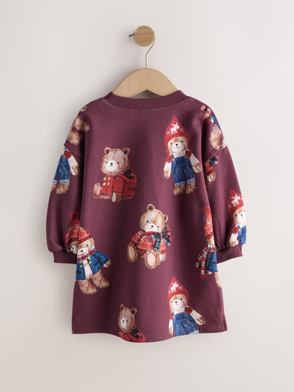 Dsiney Kidz - Burgundy Red Bear Long Sleeve Sweat Dress (3mths-7yrs) image 6
