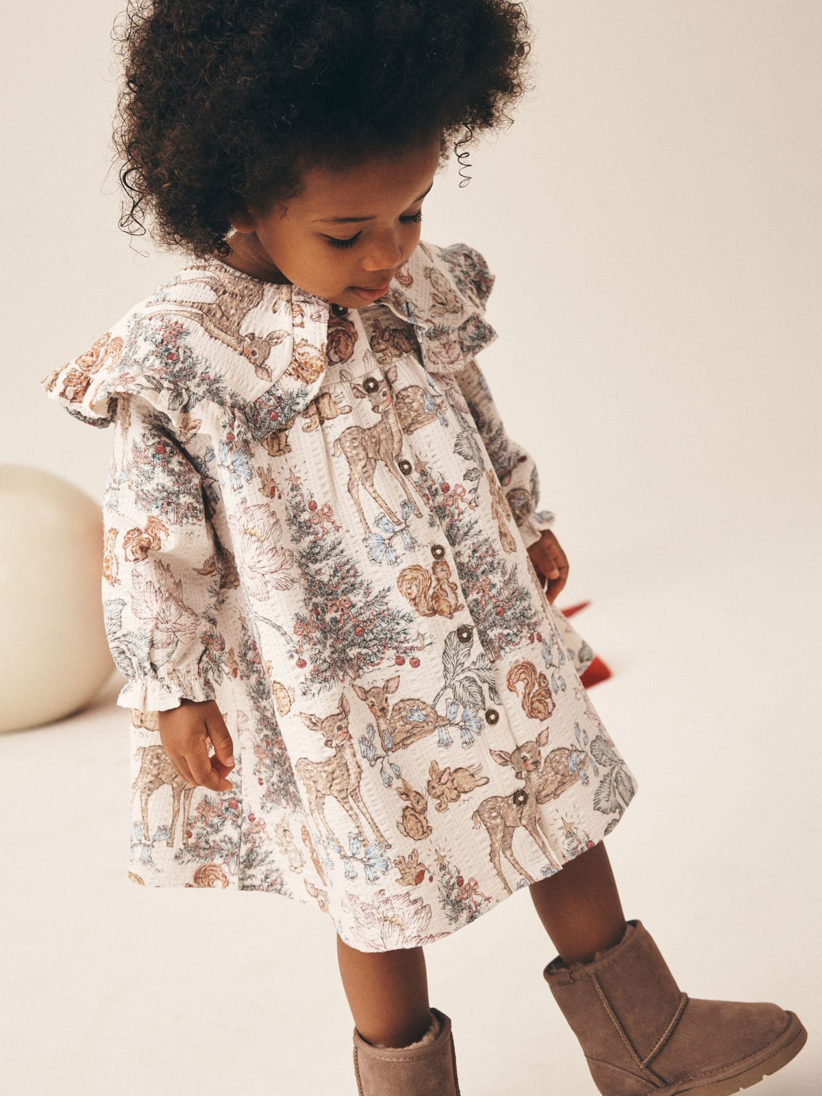 Dsiney Kidz - Cream Christmas Long Sleeve Collar Dress (3mths-7yrs) image 1