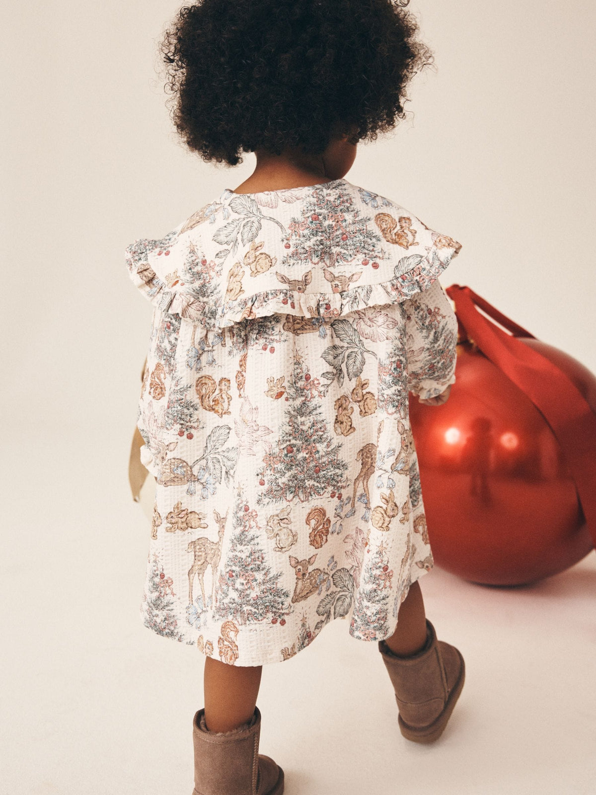 Dsiney Kidz - Cream Christmas Long Sleeve Collar Dress (3mths-7yrs) image 2