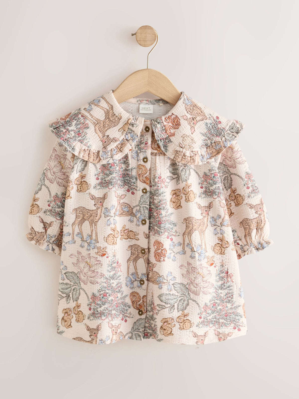 Dsiney Kidz - Cream Christmas Long Sleeve Collar Dress (3mths-7yrs) image 5