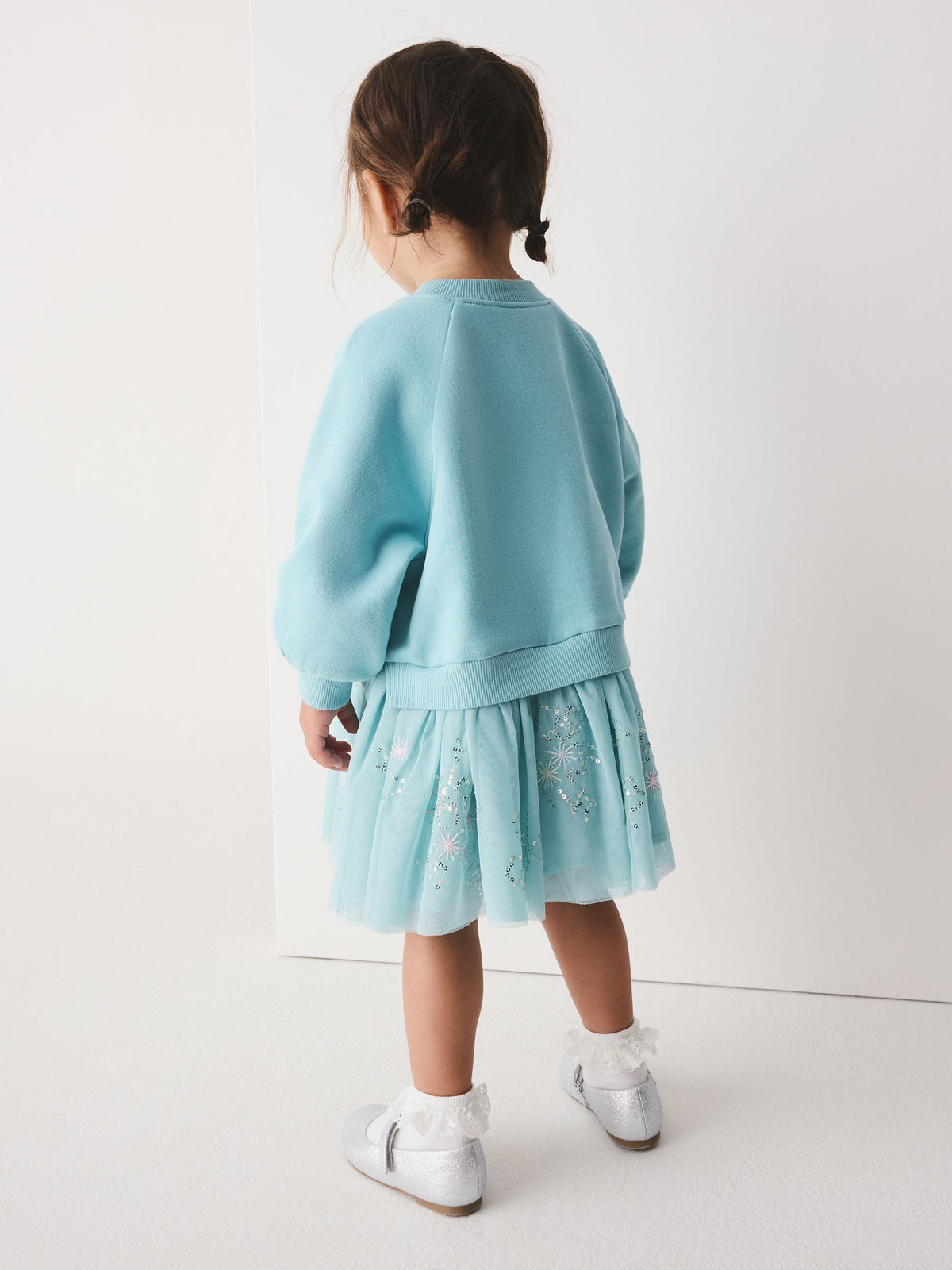 Pale Blue Long Sleeve Sweat Mesh Dress (3mths-7yrs) - image 3